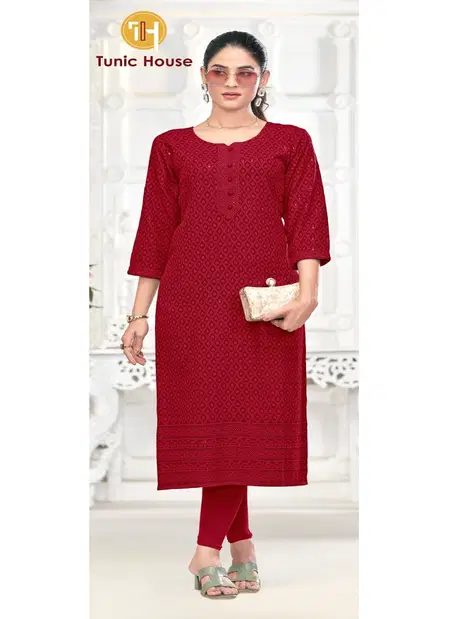 Freedom 2 By Tunic House Rayon Chikankari Worked Stylish Kurtis Bulk Orders In India